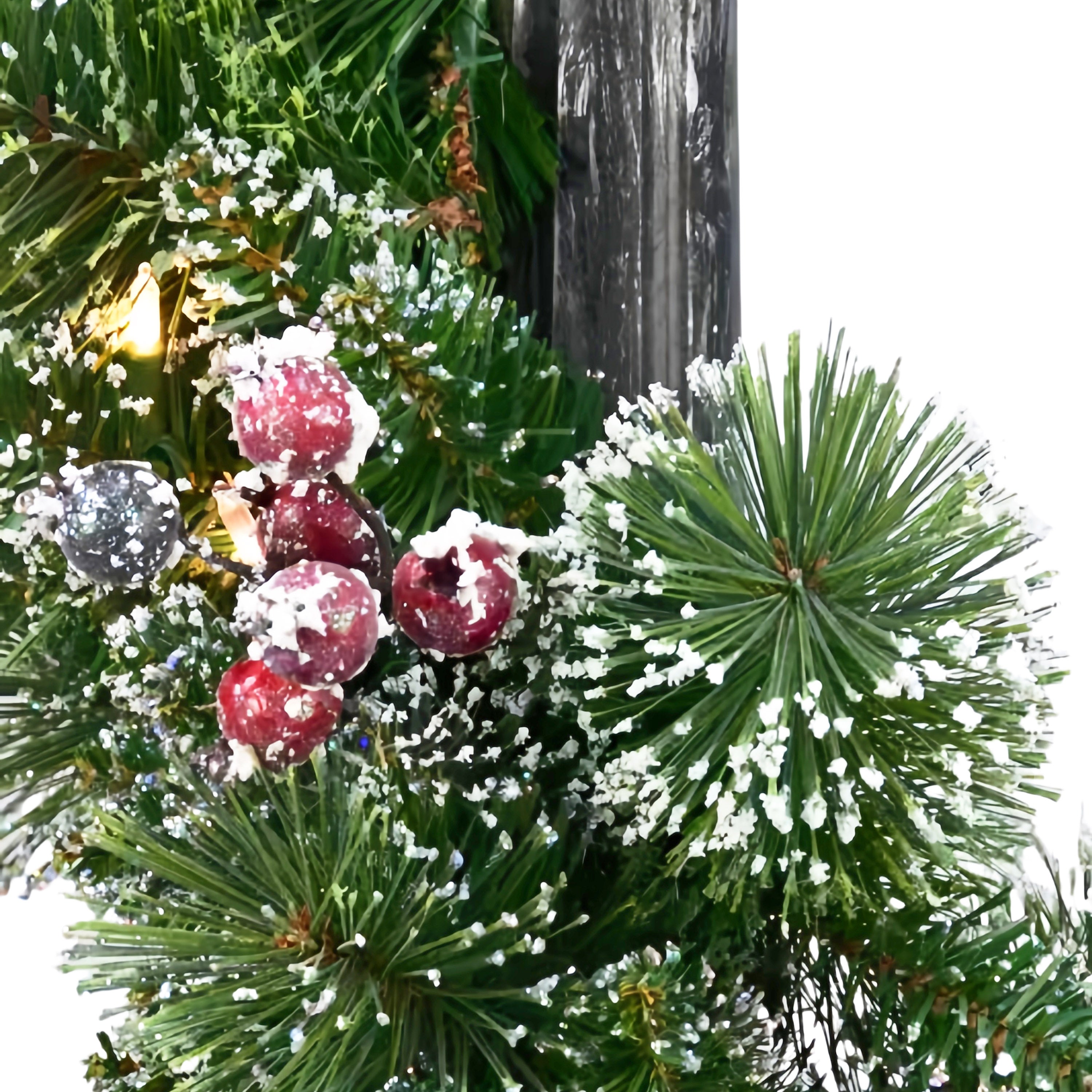 7' Pre-Lit Adorned Lamp Post